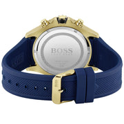 Hugo Boss Globetrotter Chronograph Blue Dial Blue Silicone Strap Watch for Men - 1513822