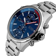Hugo Boss Globetrotter Chronograph Blue Dial Silver Steel Strap Watch for Men - 1513823