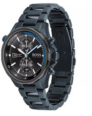 Hugo Boss Globetrotter Chronograph Black Dial Blue Steel Strap Watch for Men - 1513824
