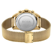 Hugo Boss Skymaster Chronograph Black Dial Gold Mesh Bracelet Watch for Men - 1513838