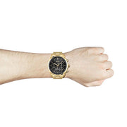 Hugo Boss Champion Chronograph Black Dial Gold Steel Strap Watch for Men - 1513848