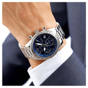 Hugo Boss Talent Chronograph Blue Dial Silver Steel Strap Watch for Men - 1513582