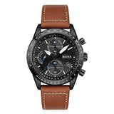 Hugo Boss Pilot Chronograph Black Dial Brown Leather Strap Watch for Men - 1513851