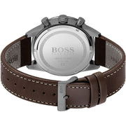 Hugo Boss Pilot Edition Chronograph Blue Dial Brown Leather Strap Watch for Men - 1513852