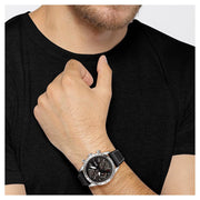 Hugo Boss Aero Chronograph Black Dial Black Leather Strap Watch for Men - 1513770