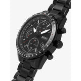 Hugo Boss Aero Chronograph Black Dial Black Steel Strap Watch for Men - 1513771