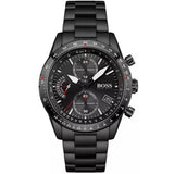 Hugo Boss Aero Chronograph Black Dial Black Steel Strap Watch for Men - 1513771