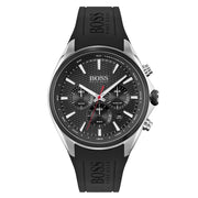 Hugo Boss Distinct Chronograph Black Dial Black Rubber Strap Watch for Men - 1513855