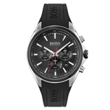 Hugo Boss Distinct Chronograph Black Dial Black Rubber Strap Watch for Men - 1513855