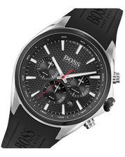 Hugo Boss Distinct Chronograph Black Dial Black Rubber Strap Watch for Men - 1513855
