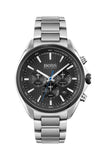 Hugo Boss Distinct Chronograph Black Dial Silver Steel Strap Watch for Men - 1513857