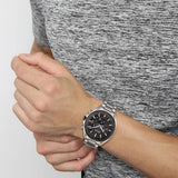 Hugo Boss Distinct Chronograph Black Dial Silver Steel Strap Watch for Men - 1513857