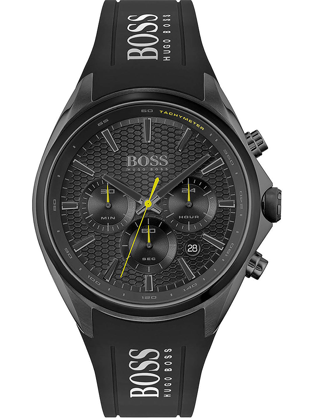 Hugo Boss Distinct Chronograph Black Dial Black Silicone Strap Watch for Men - 1513859