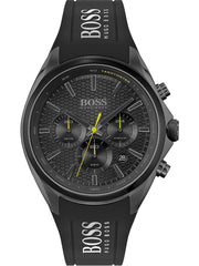 Hugo Boss Distinct Chronograph Black Dial Black Silicone Strap Watch for Men - 1513859