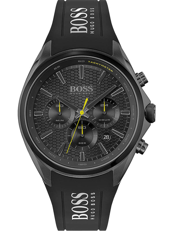 Hugo Boss Distinct Chronograph Black Dial Black Silicone Strap Watch for Men - 1513859