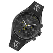 Hugo Boss Distinct Chronograph Black Dial Black Silicone Strap Watch for Men - 1513859