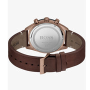 Hugo Boss Santiago Chronograph Grey Dial Brown Leather Strap Watch for Men - 1513861