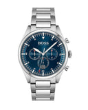 Hugo Boss Pioneer Chronograph Blue Dial Silver Steel Strap Watch for Men - 1513867