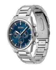 Hugo Boss Pioneer Chronograph Blue Dial Silver Steel Strap Watch for Men - 1513867
