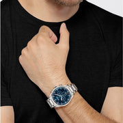 Hugo Boss Pioneer Chronograph Blue Dial Silver Steel Strap Watch for Men - 1513867