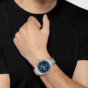Hugo Boss Talent Chronograph Blue Dial Silver Steel Strap Watch for Men - 1513582