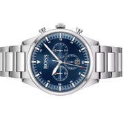 Hugo Boss Pioneer Chronograph Blue Dial Silver Steel Strap Watch for Men - 1513867