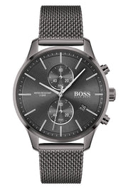 Hugo Boss Associate Chronograph Black Dial Black Mesh Bracelet Watch for Men - 1513769