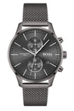 Hugo Boss Associate Chronograph Black Dial Black Mesh Bracelet Watch for Men - 1513769