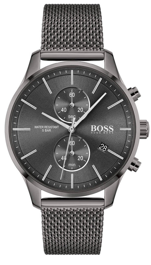 Hugo Boss Associate Chronograph Grey Dial Grey Mesh Bracelet Watch for Men - 1513870
