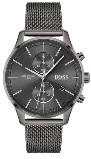 Hugo Boss Associate Chronograph Grey Dial Grey Mesh Bracelet Watch for Men - 1513870