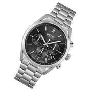 Hugo Boss Champion Chronograph Black Dial Silver Steel Strap Watch for Men - 1513871