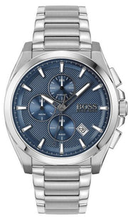 Hugo Boss Grandmaster Chronograph Blue Dial Silver Steel Strap Watch for Men - 1513884