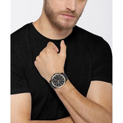Hugo Boss Grandmaster Chronograph Black Dial Black Steel Strap Watch for Men  - 1513885
