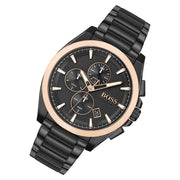 Hugo Boss Grandmaster Chronograph Black Dial Black Steel Strap Watch for Men  - 1513885