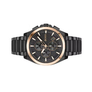 Hugo Boss Grandmaster Chronograph Black Dial Black Steel Strap Watch for Men  - 1513885