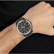 Hugo Boss Grandmaster Chronograph Black Dial Black Steel Strap Watch for Men  - 1513885