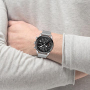Hugo Boss Pilot Edition Chronograph Black Dial Silver Mesh Bracelet Watch for Men - 1513886
