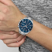Hugo Boss Admiral Chronograph Blue Dial Silver Steel Strap Watch for Men - 1513907