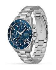 Hugo Boss Admiral Chronograph Blue Dial Silver Steel Strap Watch for Men - 1513907