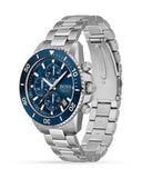 Hugo Boss Admiral Chronograph Blue Dial Silver Steel Strap Watch for Men - 1513907