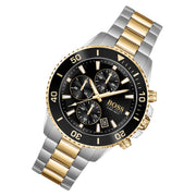 Hugo Boss Admiral Chronograph Black Dial Two Tone Steel Strap Watch for Men - 1513908