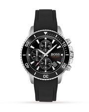 Hugo Boss Admiral Chronograph Black Dial Black Silicone Strap Watch for Men - 1513912