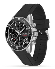 Hugo Boss Admiral Chronograph Black Dial Black Silicone Strap Watch for Men - 1513912