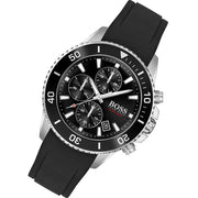 Hugo Boss Admiral Chronograph Black Dial Black Silicone Strap Watch for Men - 1513912