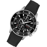 Hugo Boss Admiral Chronograph Black Dial Black Silicone Strap Watch for Men - 1513912