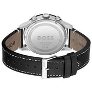 Hugo Boss Allure Chronograph Black Dial Black Leather Strap Watch for Men - 1513920
