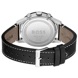 Hugo Boss Allure Chronograph Black Dial Black Leather Strap Watch for Men - 1513920