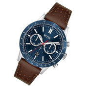 Hugo Boss Allure Chronograph Blue Dial Brown Leather Strap Watch for Men - 1513921