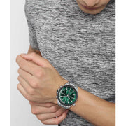 Hugo Boss Globetrotter Chronograph Green Dial Silver Steel Strap Watch for Men - 1513930
