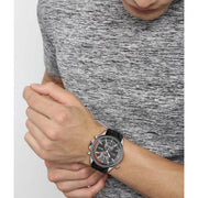 Hugo Boss Globetrotter Chronograph Grey Dial Black Silicone Strap Watch for Men - 1513931